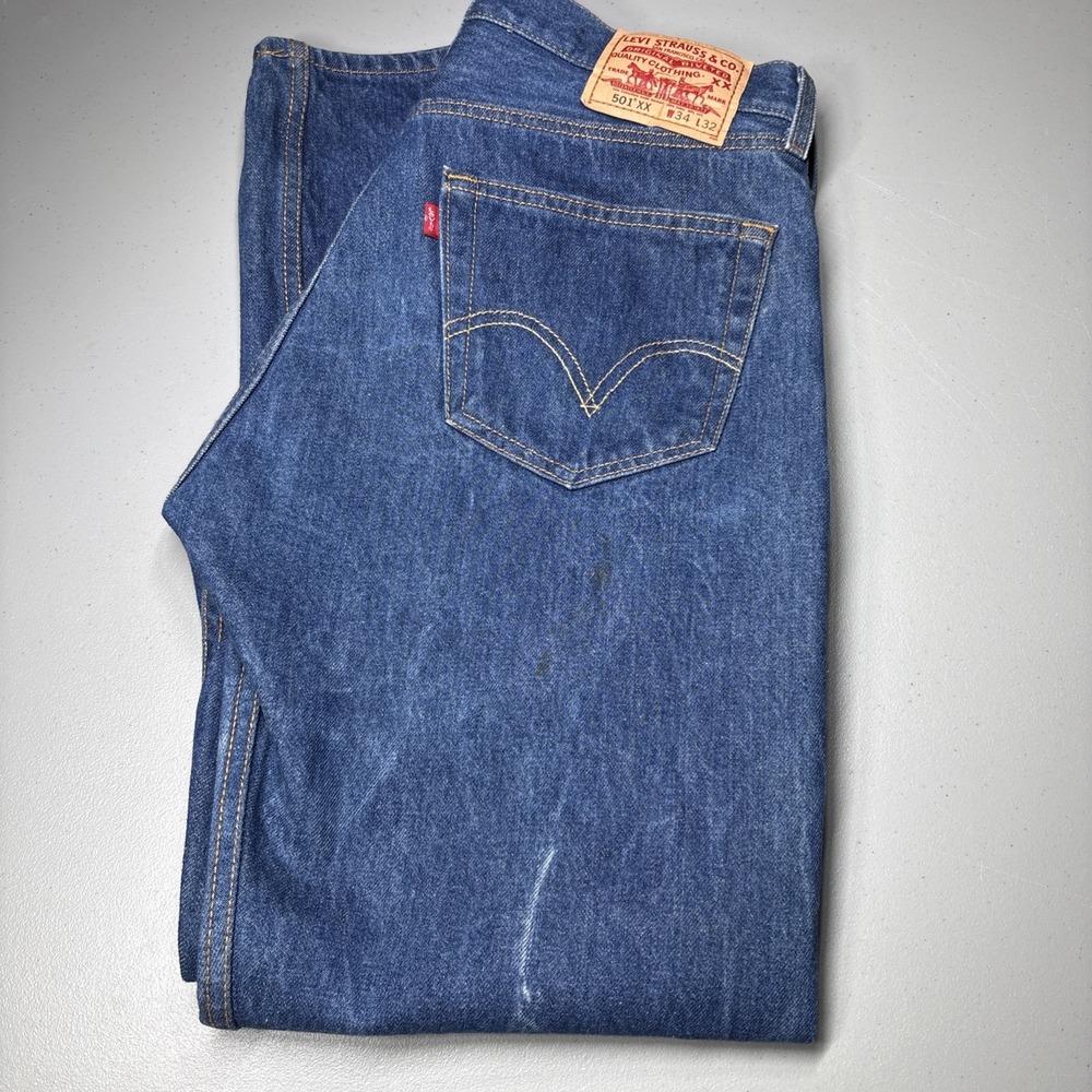 Levis 501XX Jeans Size 34X32 Selvage Button Fly Made In Dominican 100% Cotton